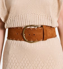 Ceinture large en cuir avec surjet La Fée Maraboutée