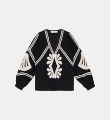 Blouse manches longues col v imprimé ethnique BREZ La Petite Etoile