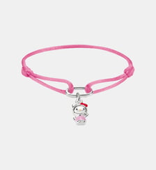 Hello Kitty Bracelet textile rose avec charm Thomas Sabo