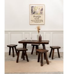 Table brutaliste et ses cinq tabourets Ange N°25- Produit chiné Debongout