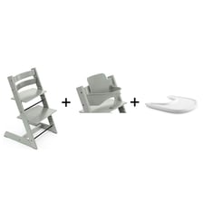 Chaise Tripp Trapp vert glacier en bois de hêtre (Glacier Green) avec babyset et tablette Stokke