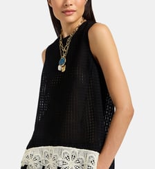 Top La Scala With Lace Solid Black La DoubleJ