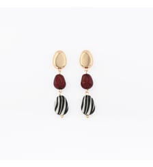 Boucles d'oreilles pendantes à galets en résine motif zèbre Balaboosté