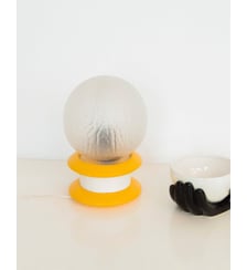 Lampe en verre jaune et blanche Julia N°813- Produit chiné Debongout