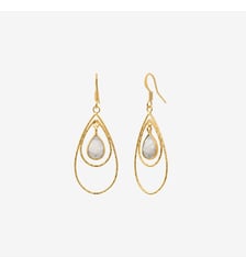 Boucles d'oreilles dorées quartz vert - selma Caroline Najman