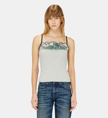 Débardeur côtelé avec broderie florale en contour Diesel