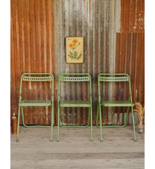 Lot de 3 chaises en métal vert Alma N°2101 - Produit chiné Debongout