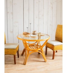 Table à manger en rotin Romy N°634- Produit chiné Debongout