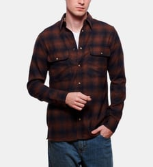 Chemise en flanelle laine melange carreaux marron coupe droite Atelier Privé