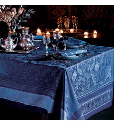 Chemin de table coton mélangé antitache motif jacquard ivoire or Persina or Garnier Thiebaut