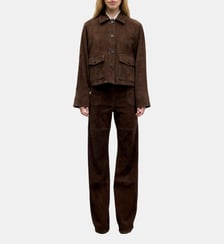 Veste courte en cuir velours - POLA Gerard Darel