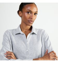 Chemise de nuit col classique en flanelle de coton, Flanelle Rayée Laurence Tavernier