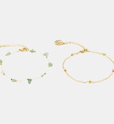 Set x2 bracelet chaîne acier inoxydable et pierre d'Aventurine Balaboosté