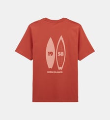 T-shirt col rond en coton imprimé dos surf Serge Blanco