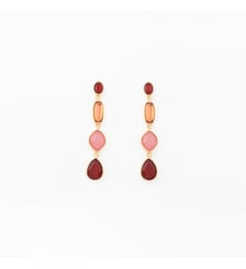 Boucles d'oreilles pierres facettées roses et bordeaux Balaboosté
