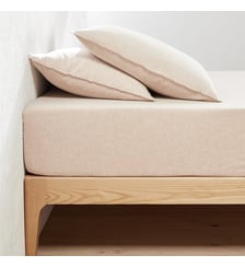 Drap-housse, en flanelle de coton chambray, bonnet 30 cm La Redoute Interieurs