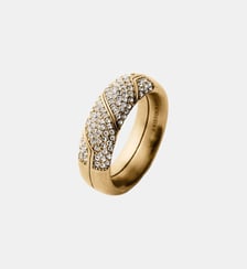 Anneau Gimmel plaqué or jaune avec pavé de cristal Aristocrazy