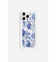 Coque de téléphone glossy foulard bleu avec anneaux pour iPhone 16 Pro Max La Coque Française