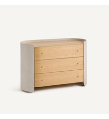 Commode 3 tiroirs, plaqué chêne et tissu AM.PM