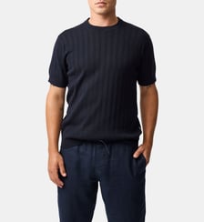 T-shirt tricoté en coton et chanvre manches courtes Canning Street Rodd & Gunn