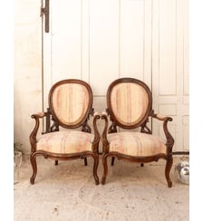 Paire de fauteuils Napoléon III en bois Ernest N°1487- Produit chiné Debongout