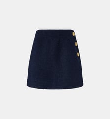 Mini-jupe portefeuille en bouclé de coton et de laine Pinko