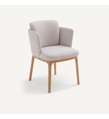Fauteuil de table pied en chêne et tissu Jabote AM.PM