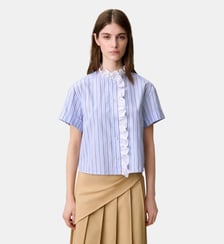 Chemise popeline rayée volants Claudie Pierlot