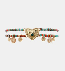 Bracelet multiliens réglable perles et pampilles avec cabochon cœur MACANOS Hipanema