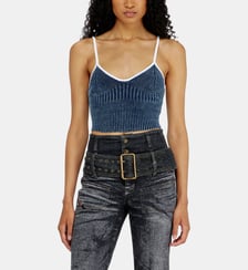 Crop top en maille côtelée indigo bouclé Diesel