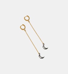 Boucles d’oreilles pendantes lune bicolores en argent 925 plaqué or jaune 18 carats Aristocrazy