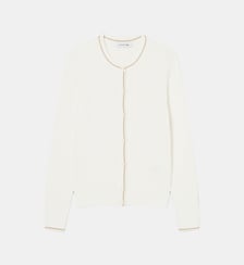Cardigan maille torsadée rayures Lacoste