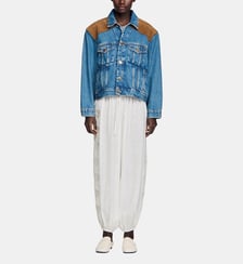 Blouson en denim et cuir suède Sandro