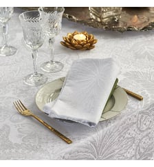 Nappe pur coton enduit motif jacquard or Mille isaphire vermeil Garnier Thiebaut