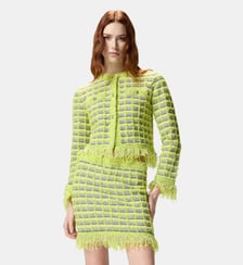 Veste courte en natté et maille effrangée Pinko