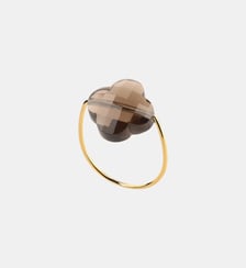 Bague or jaune trefle quartz fumé Morganne Bello