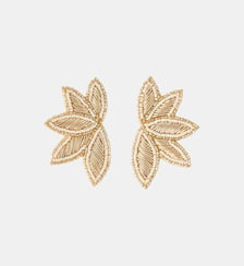 Boucles d'oreilles demi feuille en perles de rocailles Balaboosté