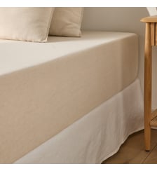 Drap-housse en coton/lin lavé bonnet 30 cm La Redoute Interieurs