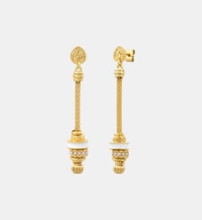 Boucles d'oreilles longues tiges percées longues   doré à l'or fin - Alicudi Satellite