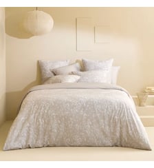 Housse de couette pur coton lavé imprimé beige Souffle de ginkos naturel Garnier Thiebaut