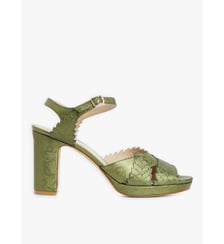 sandales Feuille à talon haut en cuir doré Agnès b.