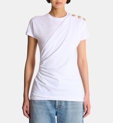 T-shirt drapé avec boutons Balmain