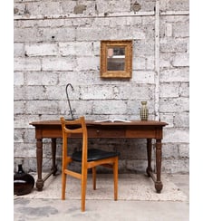 Grand bureau en bois Edouard N°1046- Produit chiné Debongout