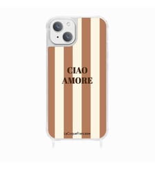 Coque de téléphone glossy ciao amore beige avec anneaux pour iPhone 13 La Coque Française