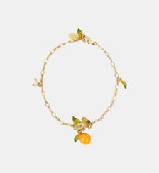 Bracelet fin orange et petites feuilles Les Néréides