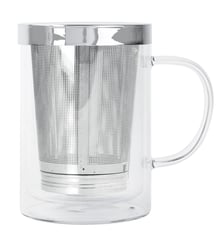 Verbena - mug en verre double paroi avec filtre dévissable et couvercle inox, 0L Cristel