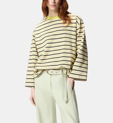 T-shirt à rayures avec broderie pinko Pinko