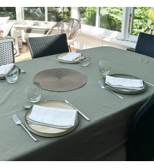 Nappe en lin lavé, AUTOUR DU LIN Blanc Cerise