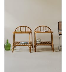 Paire de tables de chevet en bambou et rotin Odile N°1427- Produit chiné Debongout