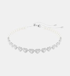 Ras-de-cou Ariana Grande x Swarovski, Tailles diverses, Crystal pearl, Cœur, Métal rhodié Swarovski